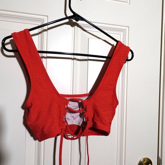 Shade & Shore Orange Textured Bikini Top – Size Small - Picture 2 of 4